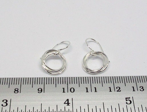 Sterling silver hook earrings, Dangle hook earrings with with trinity hoop, Silver hook earrings, Drop earrings