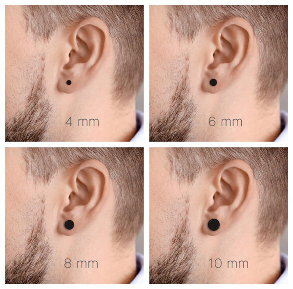 Black Flat Disc Surgical steel stud earring, titanium earrings,minimalist earrings, geometric earrings, black dot earrings, men's earrings