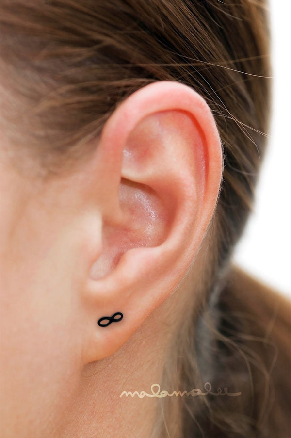 Stainless steel earrings, Titanium earrings, Black earrings, Infinity stud earrings, Minimalist earrings, Simple stainless steel earrings