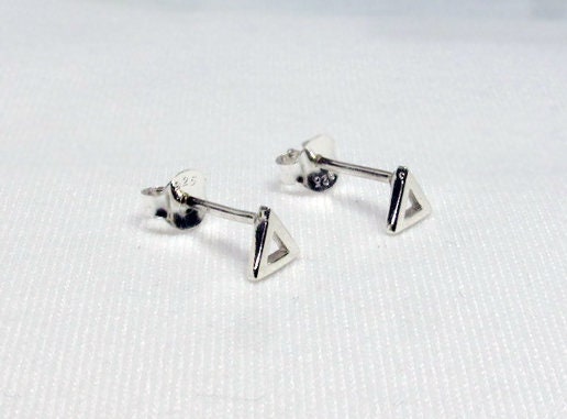 Tiny triangle Stud Earrings, tiny stud earrings, Sterling silver stud earrings, Tiny studs, simple, minimalist earrings, triangle earrings