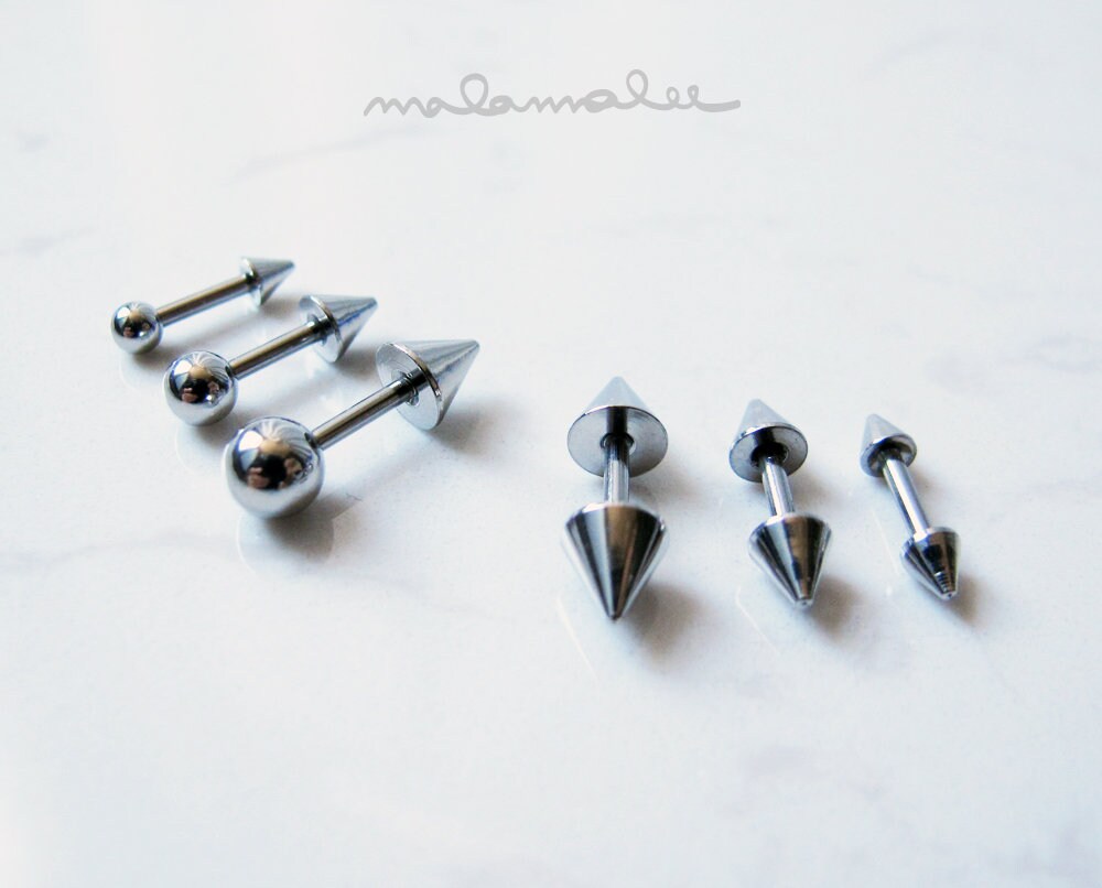 Spike Stainless Stud Earrings 20g - 5x5mm Spikes / Stainless Steel / Pair