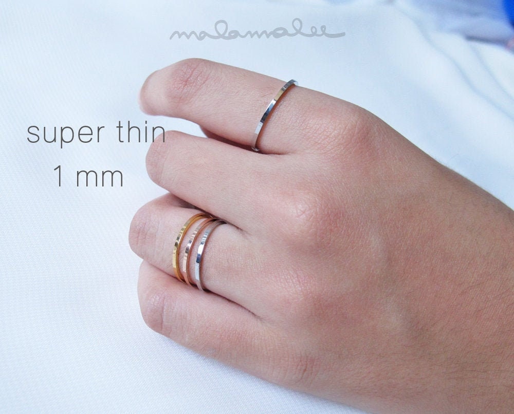 Super Thin 1mm ring, Stackable Ring, Simple Smooth ring, Minimalist ring, Dainty ring, Surgical Steel Stainless Ring, Gold ring stackable,