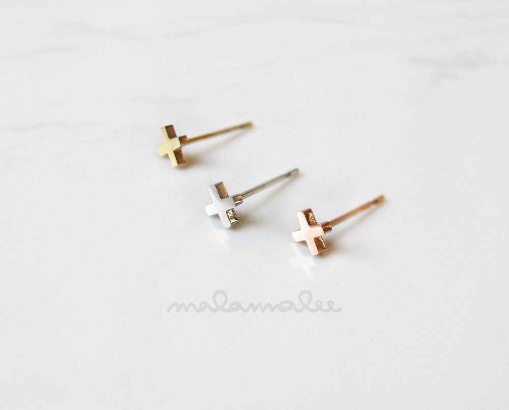 Small cross sale earrings studs