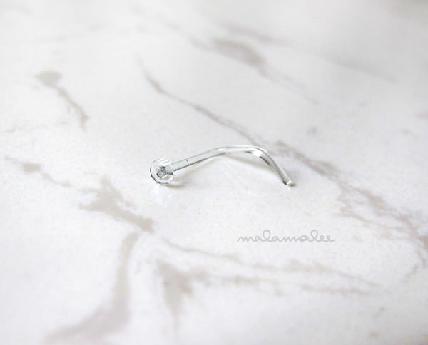 Tempered Glass Clear Nose Piercing Retainer, Screw Nose Stud, New Piercing Retainer Hypoallergenic nose stud, Clear glass piercing retainer