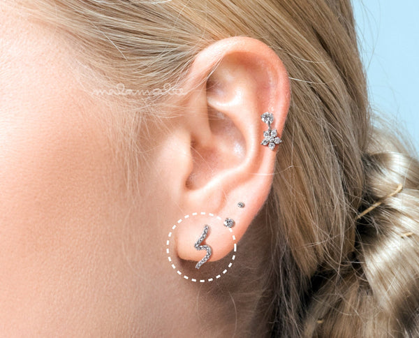 Ribbon Strip CZ Stud Ear Piercing, 20G Cartilage earrings, helix, Minimalist earrings, Mini ribbon stud earrings, Surgical Steel earrings