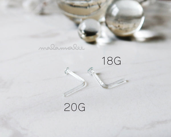 Tempered Glass Clear Nose Piercing Retainer, L-Shape Nose Stud, New Piercing Retainer, Hypoallergenic nose stud, glass piercing retainer