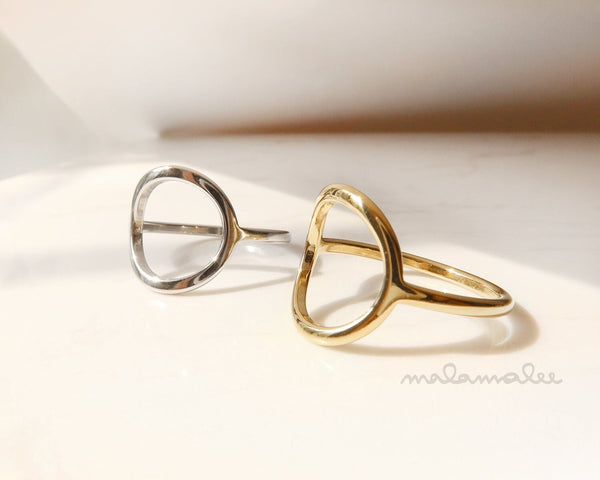 Open Circle Minimalist Ring, Halo Ring, Silver Ring, Karma Ring, Circle Ring, Boho Minimalist Ring, Gold ring stackable, dainty Gold Ring