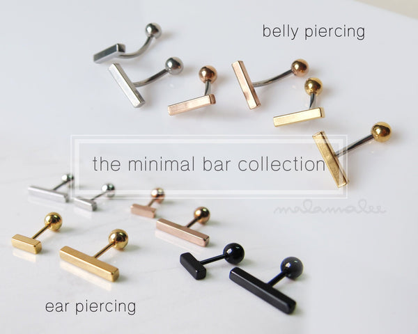 Bar stud Ear Piercing, 6mm, 12mm, Black, Gold, Silver, Rose Gold, Cartilage earrings,Minimalist earrings, men's earrings, Hypoallergenic