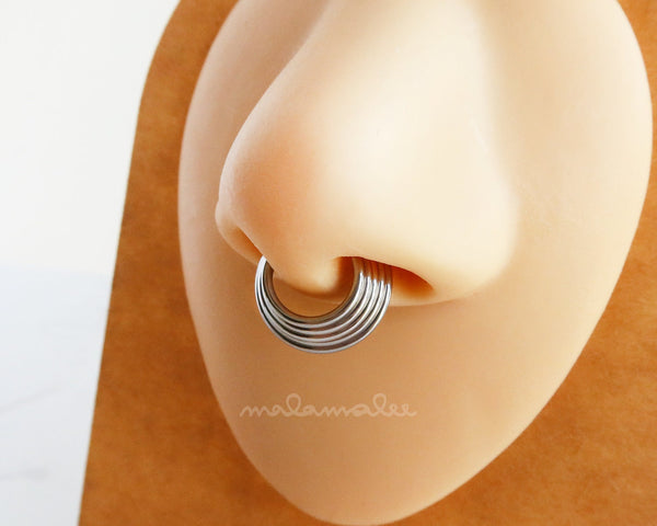 5 Layer Stack Nose Ring Hoop, 16G Septum Ring, Septum Jewelry, clicker hoop, cartilage hoop, daith jewelry, daith piercing,