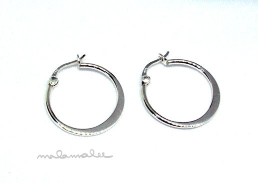 Sterling silver hoop earrings, Flat hoop silver earrings, Boho hoop earrings, minimalist earrings, small hoop earrings, minimalist jewelry