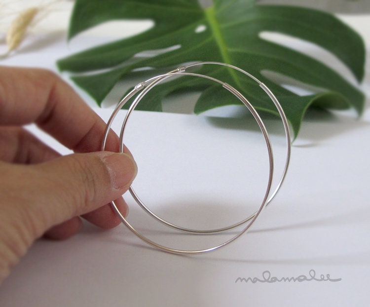 Large hoop earrings, Dainty hoop earrings, Sterling silver hoop earrings, Endless hoop earrings, Thin hoop earrings,