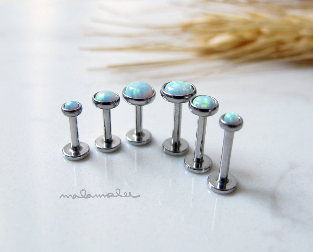 Tini Lux | Hypoallergenic Earrings | Titanium Isla Opal Stud Earrings |  Silver Bar Style | Titanium Stud Earrings for Women | Earrings Studs