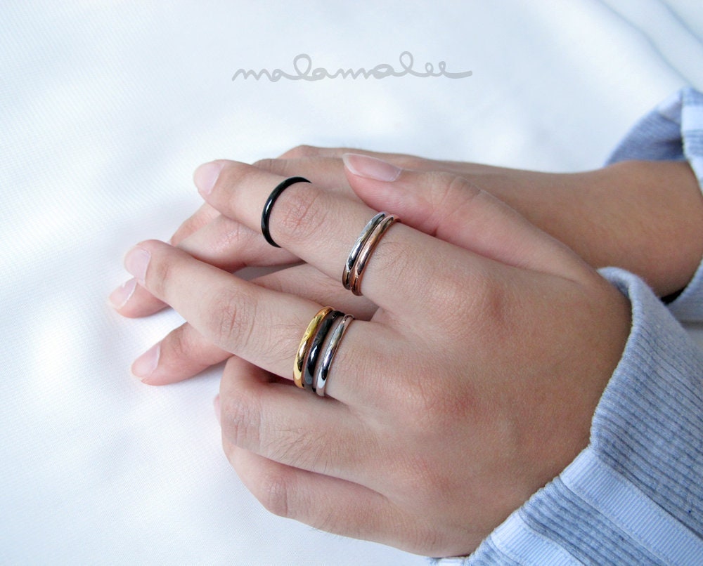 Thin 2mm ring, Stackable Ring, Simple Smooth ring, Minimalist ring, Dainty ring, Surgical Steel Stainless Ring, Gold ring stackable,