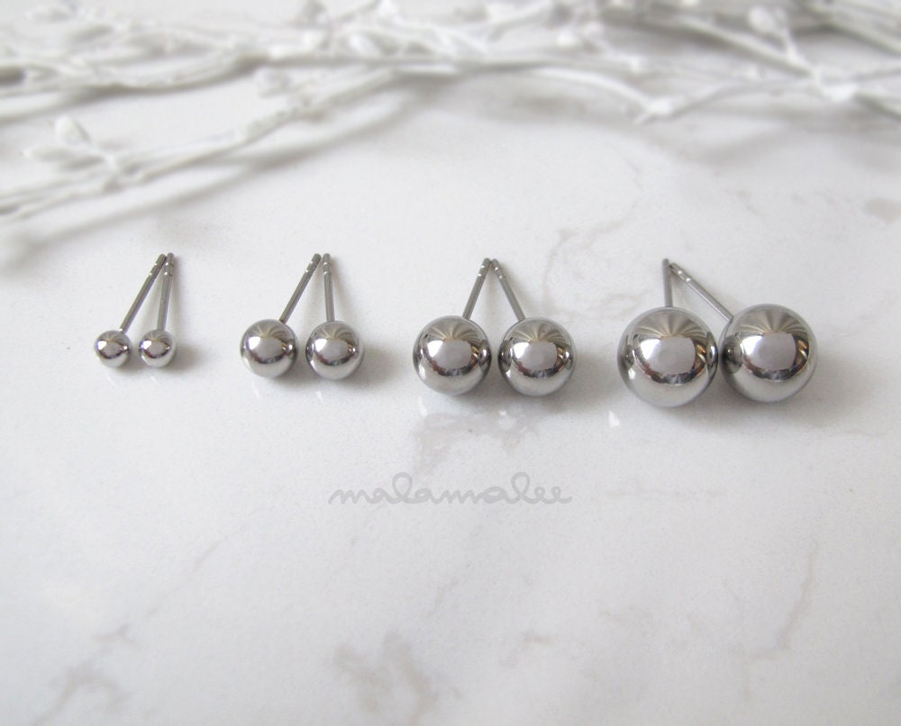 ◇MIDNIGHT MOMENT.◇ symmetry ball earring silver Silver Ball Earrings Silver Ball Studs 1cm Ball Studs Medium
