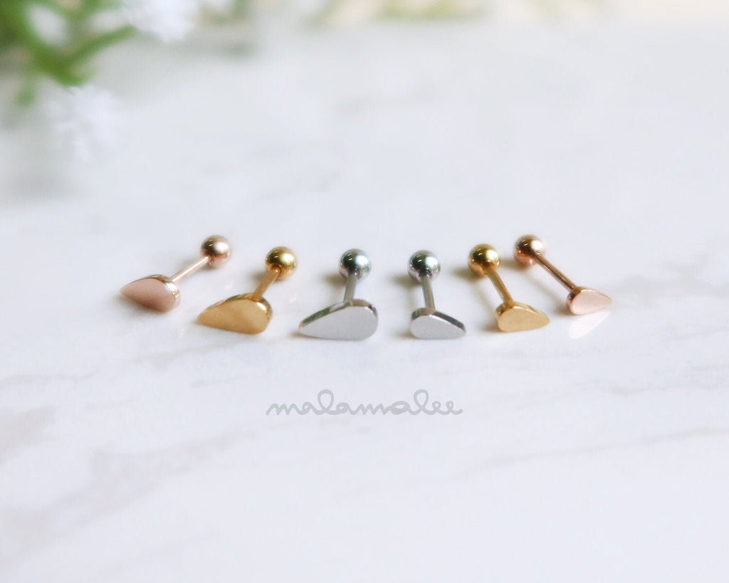 Little Teardrop Stud Earring with screw back, Cartilage piercing, Helix, Tragus, Cartilage earring, Minimalist earrings, men's earrings,