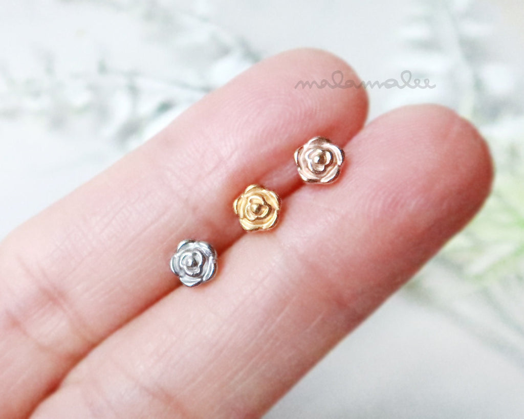 6 mm Rose Gold-Tone Button Stud Earring | In stock! | Lucleon