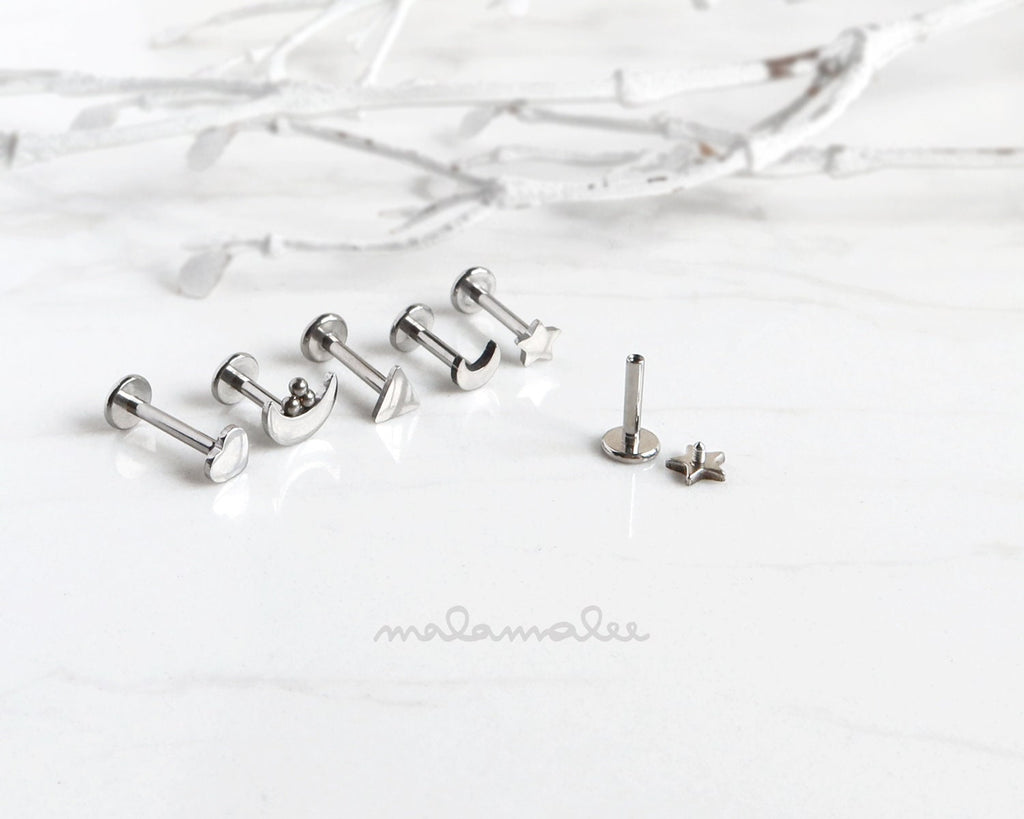 Flat Back & Internally Threaded Surgical Steel Studs For Ear, Labret,  Cartilage & More - Cherry Diva - helix - helix