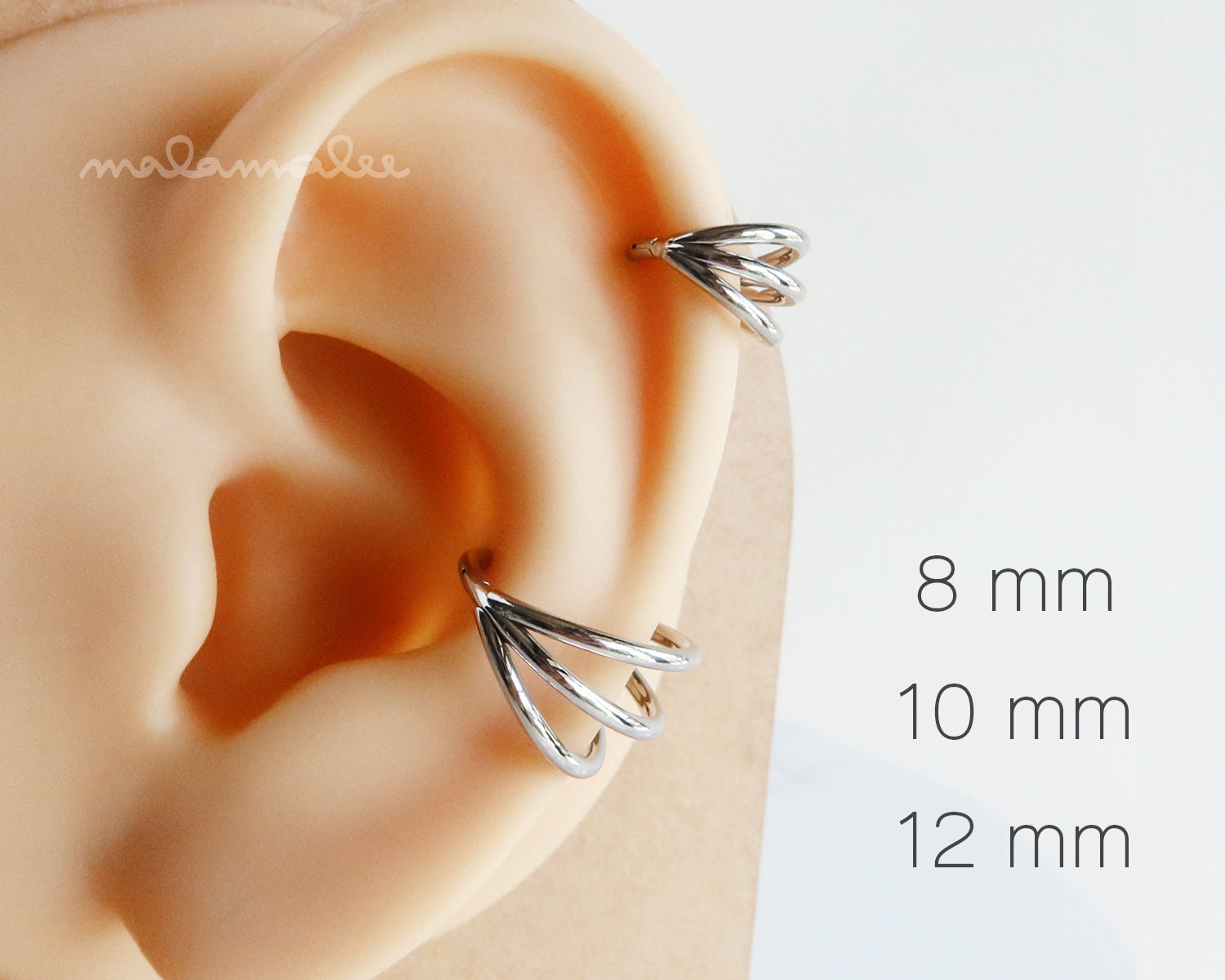 Triple Layer Clicker Hoop, Cartilage earring, Rook earring